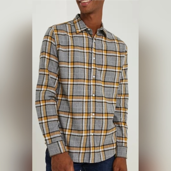 Matalan Easy Grey & Ochre Check Shirt Size M - Picture 2 of 6